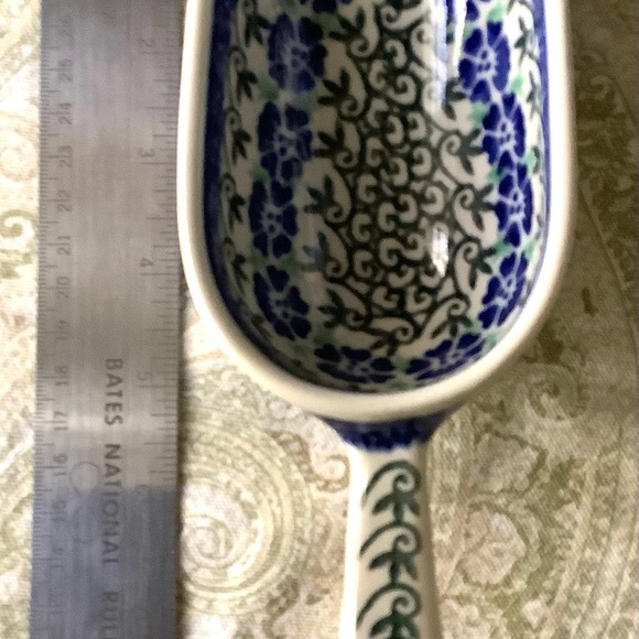 Beautiful hand painted ceramic Polish ladle, 8 7/8”. Blue and green colors. - Picture 7 of 7